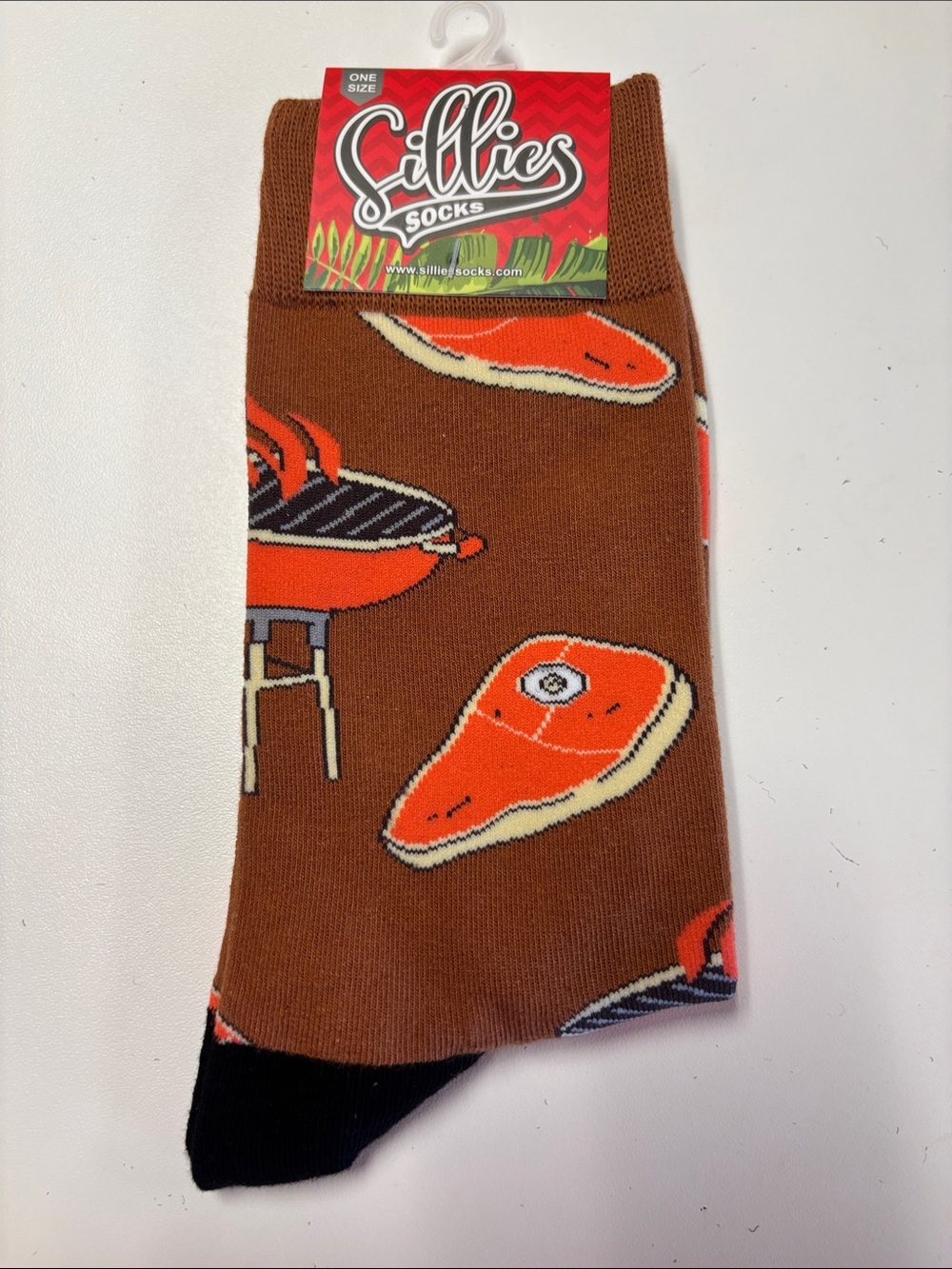 Sillies Brown Steak & Grill Novelty Socks